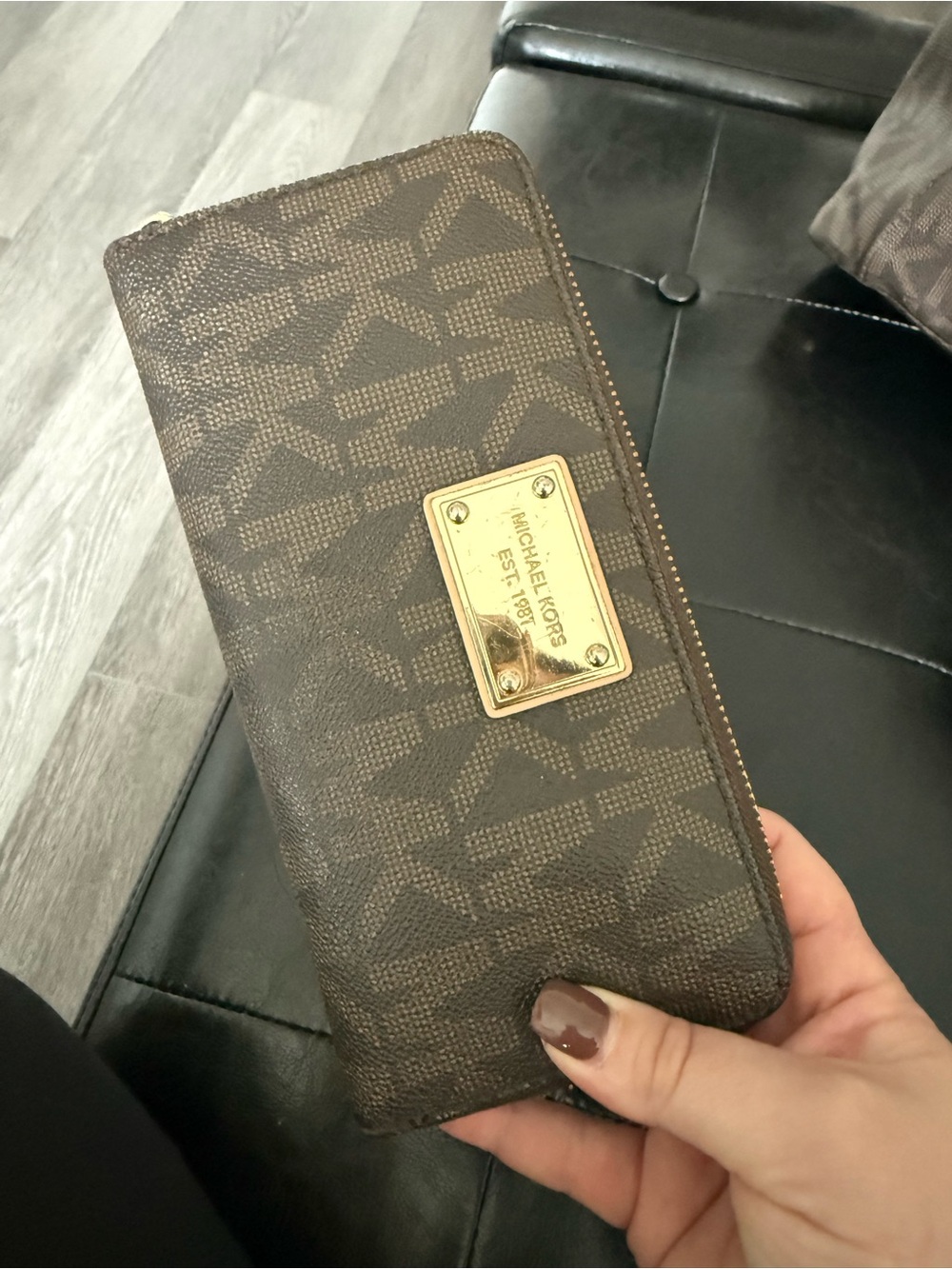 Michael Kors Brown Monogram Zip-Around Wallet